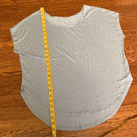 💰SAVVI SM-MD Light Blue Oversized Relaxed Boxy Curved Hi Low Hem TIDES Top - Picture 10 of 13